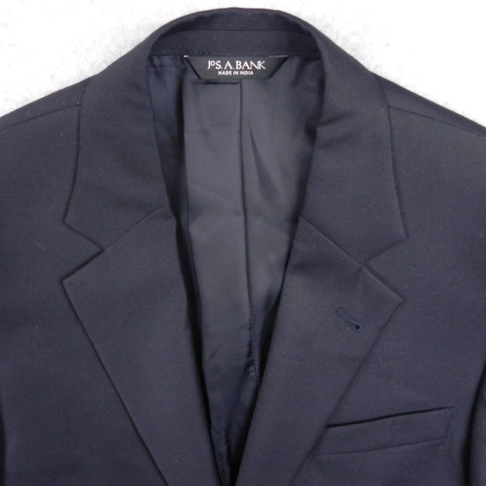 Jos A Bank Blazer Mens 38R Wool Gold 2-Button Suit Jacket Coat Formal Navy Blue